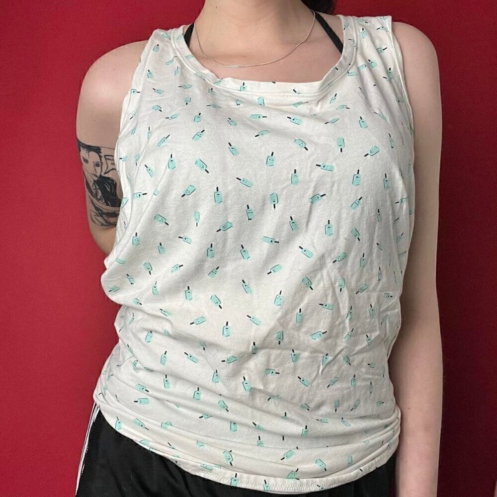 Hand sewn white and teal popsicle tank top